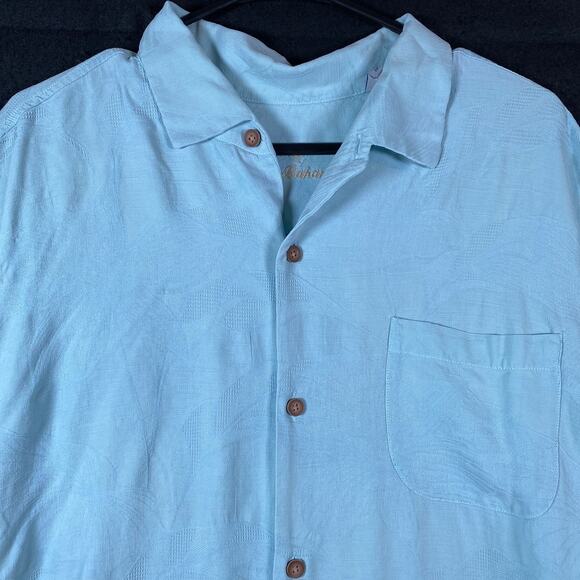 Tommy Bahama Mens Shirt Blue Hawaiian Camp 100% Silk Big Shot Tee Party XL - Picture 2 of 15